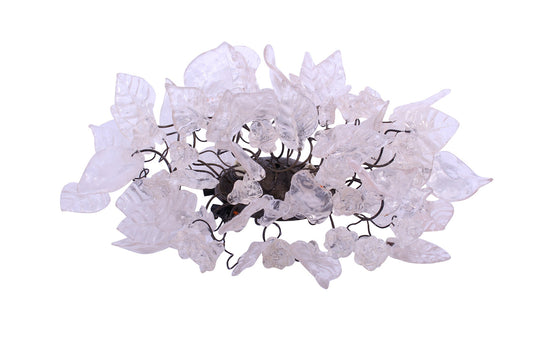 Bronze Sconce With Whimsical Resin Leaves In White & Clear