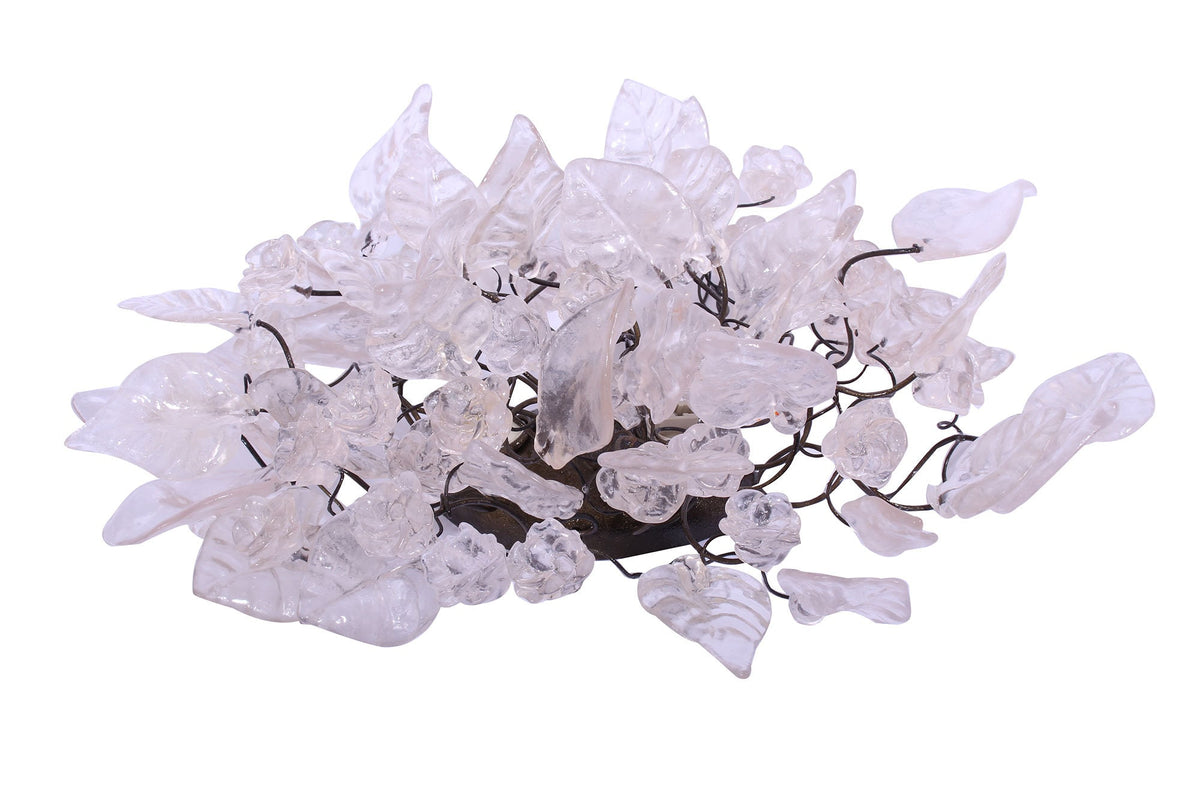 Bronze Sconce With Whimsical Resin Leaves In White & Clear