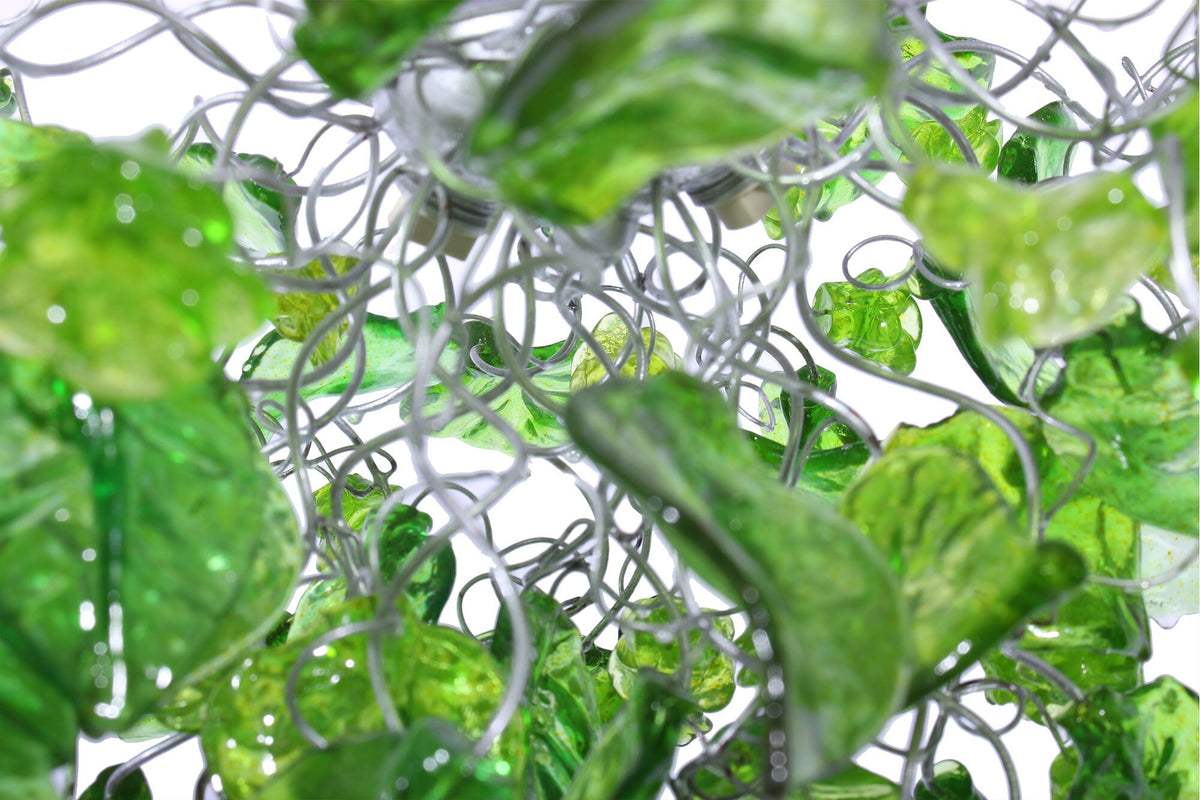 Lighting hanging chandeliers with green flowers and leaves, for Dining Room, hall or bedroom.