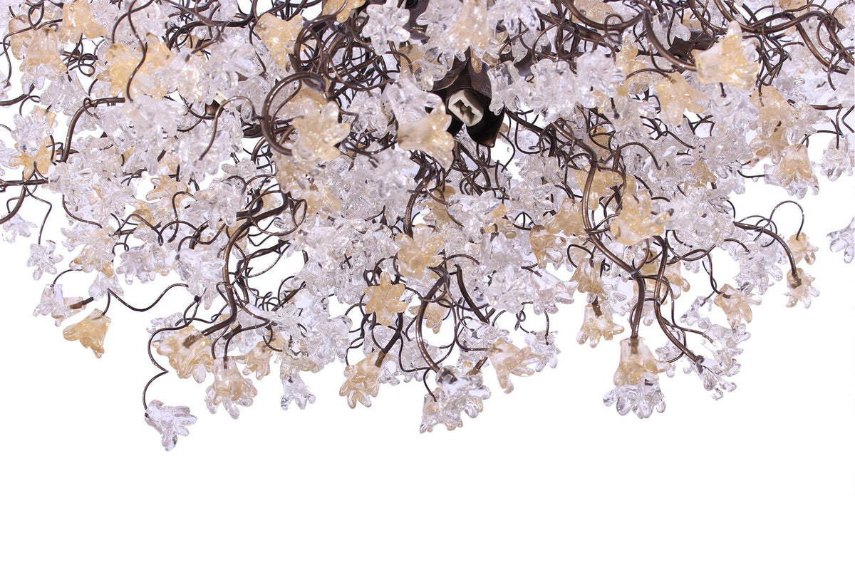 Modern Ceiling Floral Chandelier: Large Clear Gold Resin Flower Dining Room Pendant Lighting