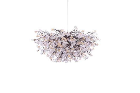 Modern Ceiling Floral Chandelier: Large Clear Gold Resin Flower Dining Room Pendant Lighting