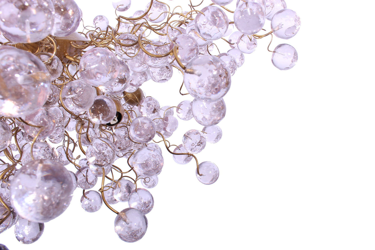 Large Modern Chandelier: Clear Resin Bubble Hanging Globe Light 30 inch
