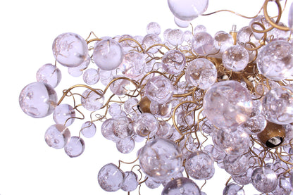 Large Modern Chandelier: Clear Resin Bubble Hanging Globe Light 30 inch