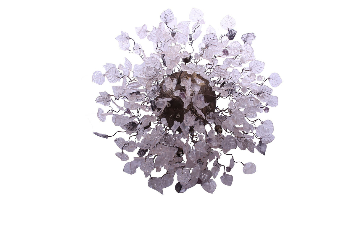 30 inch Flush Mount Ceiling Light: Resin Flowers Leaves G9 LED Kitchen Living Dining Room Bronze