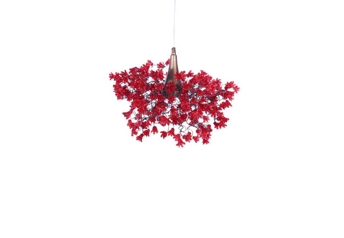 Unique Lighting hanging chandeliers with Red jumping flower for bedroom or living room.