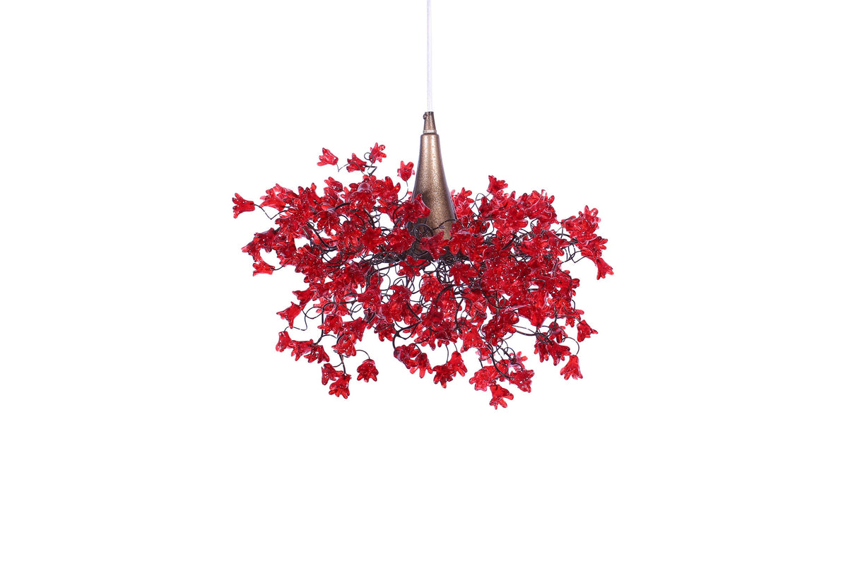 Unique Lighting hanging chandeliers with Red jumping flower for bedroom or living room.