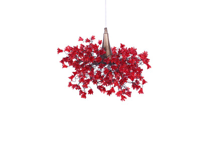 Unique Lighting hanging chandeliers with Red jumping flower for bedroom or living room.