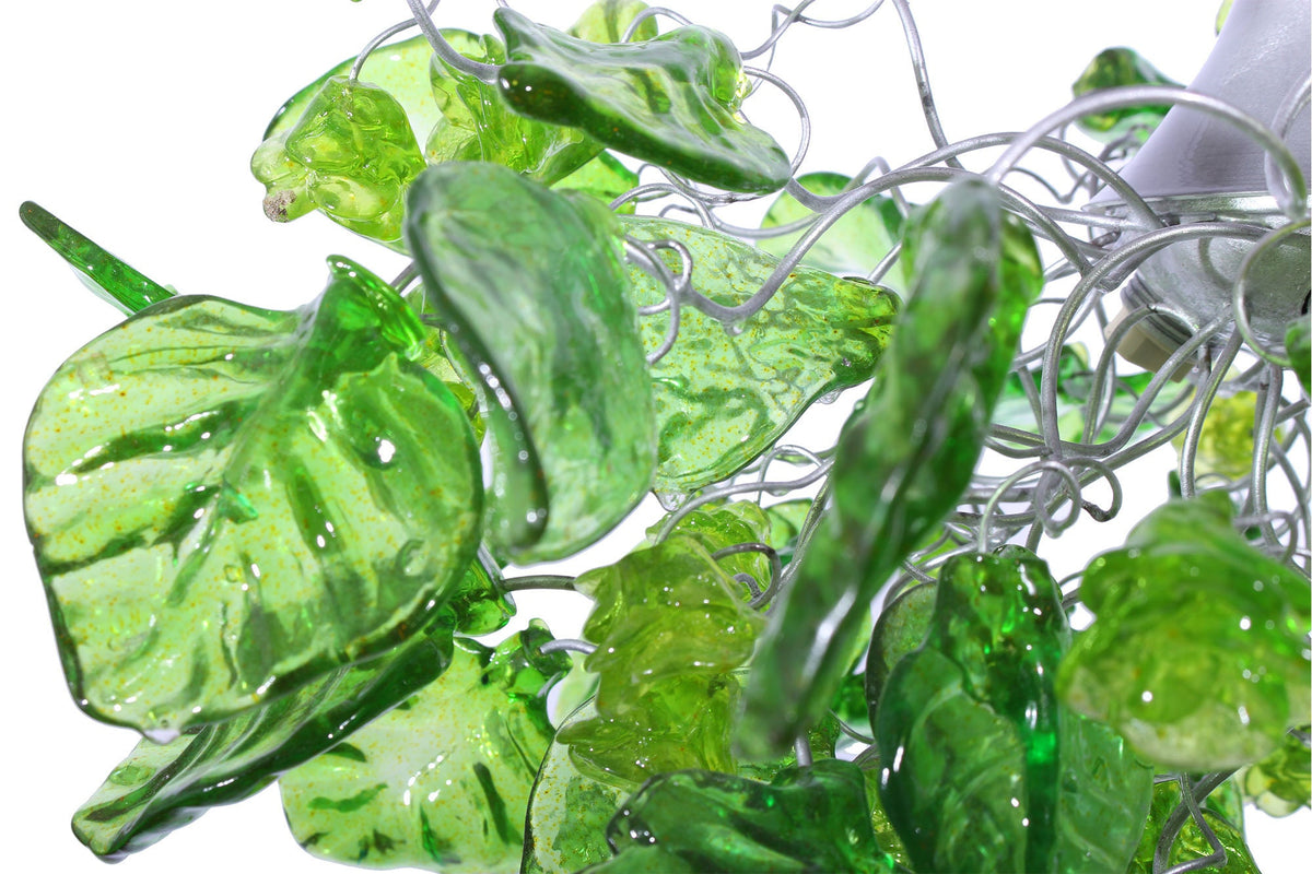 Lighting hanging chandeliers with green flowers and leaves, for Dining Room, hall or bedroom.