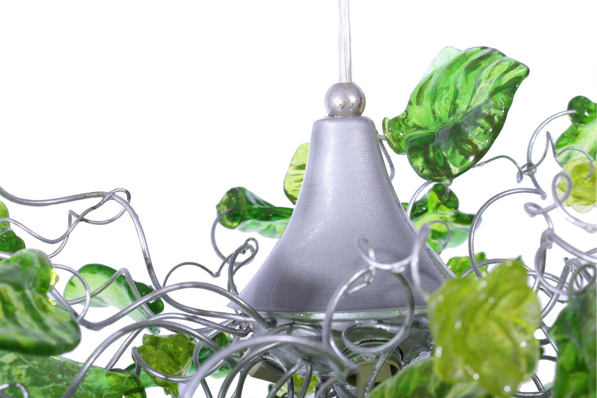 Lighting hanging chandeliers with green flowers and leaves, for Dining Room, hall or bedroom.