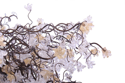 Modern Ceiling Floral Chandelier: Large Clear Gold Resin Flower Dining Room Pendant Lighting