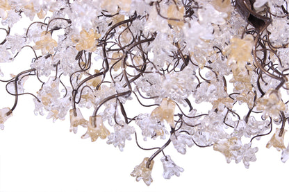 Modern Ceiling Floral Chandelier: Large Clear Gold Resin Flower Dining Room Pendant Lighting