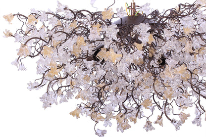 Modern Ceiling Floral Chandelier: Large Clear Gold Resin Flower Dining Room Pendant Lighting