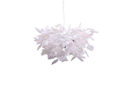 Hanging ceiling Light with white and clear leaves and flowers for Dining table or living room