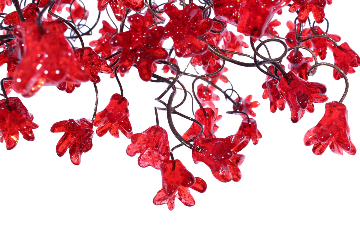 Unique Lighting hanging chandeliers with Red jumping flower for bedroom or living room.