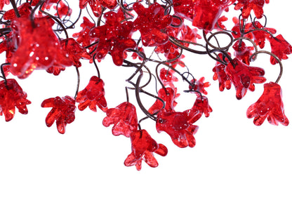 Unique Lighting hanging chandeliers with Red jumping flower for bedroom or living room.