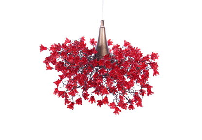 Unique Lighting hanging chandeliers with Red jumping flower for bedroom or living room.