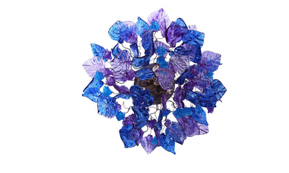 Ceiling lighting Flush mount with purple and blue flowers and leaves for bathroom, hall entrance or room.