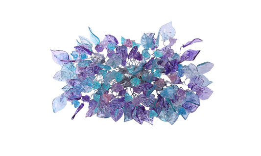 Modern Wall Sconce light with teal and lavender color flowers and leaves for hall living room, toilet
