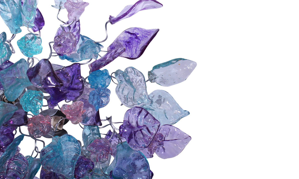 Modern Wall Sconce light with teal and lavender color flowers and leaves for hall living room, toilet