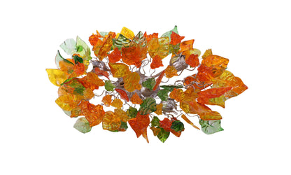 Bronze Sconce: Orange Green Yellow Resin Leaves Wall Light