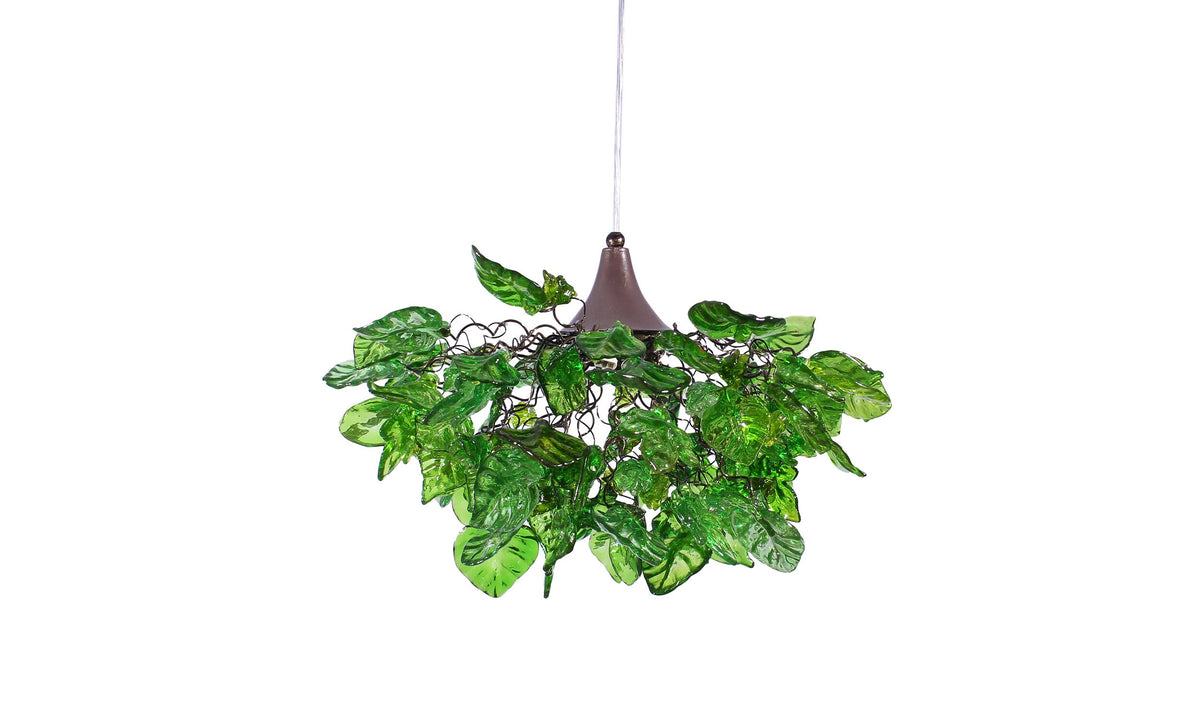 Elegant Resin Flower Chandelier with Stunning Green Leaves - Perfect for Dining Room, Bedroom, or Hall Décor