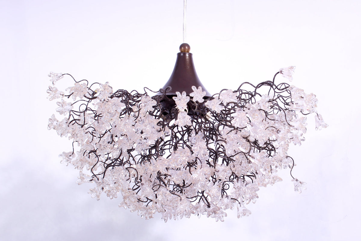Ceiling lamp, hanging light, chandelier with Transparent clear jumping flowers for living room, Dining Room light.light fixture