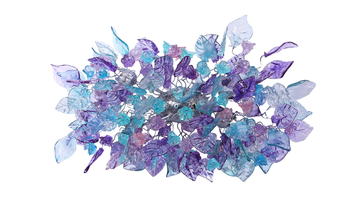 Modern Wall Sconce light with teal and lavender color flowers and leaves for hall living room, toilet