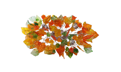 Bronze Sconce: Orange Green Yellow Resin Leaves Wall Light