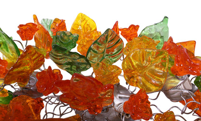 Bronze Sconce: Orange Green Yellow Resin Leaves Wall Light
