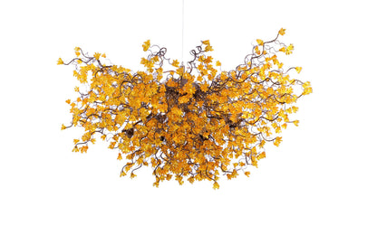 Large Yellow Floral Chandelier: Handmade Flower Resin Ceiling Lighting