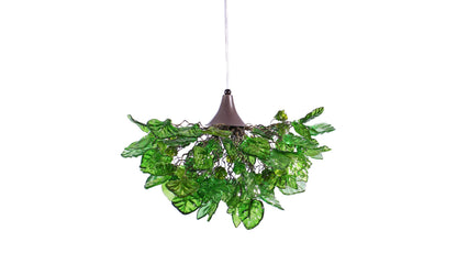Elegant Resin Flower Chandelier with Stunning Green Leaves - Perfect for Dining Room, Bedroom, or Hall Décor
