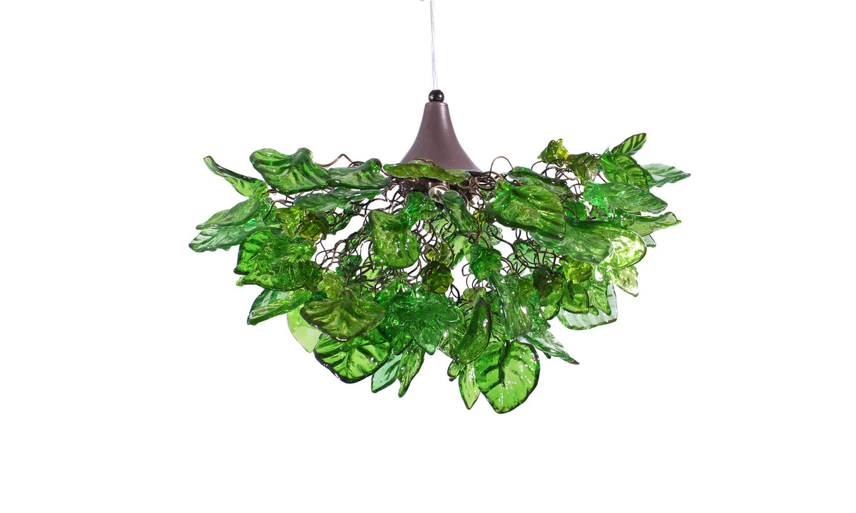 Elegant Resin Flower Chandelier with Stunning Green Leaves - Perfect for Dining Room, Bedroom, or Hall Décor