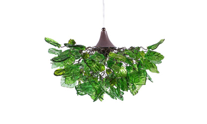 Elegant Resin Flower Chandelier with Stunning Green Leaves - Perfect for Dining Room, Bedroom, or Hall Décor