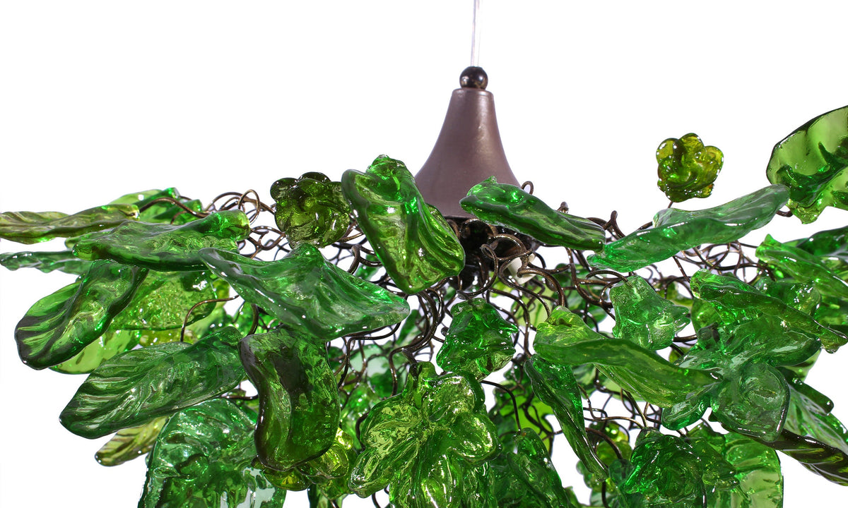 Elegant Resin Flower Chandelier with Stunning Green Leaves - Perfect for Dining Room, Bedroom, or Hall Décor