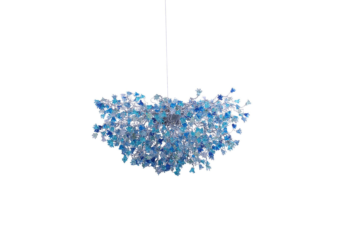 Grand Blue & Gray Flower Light Chandelier