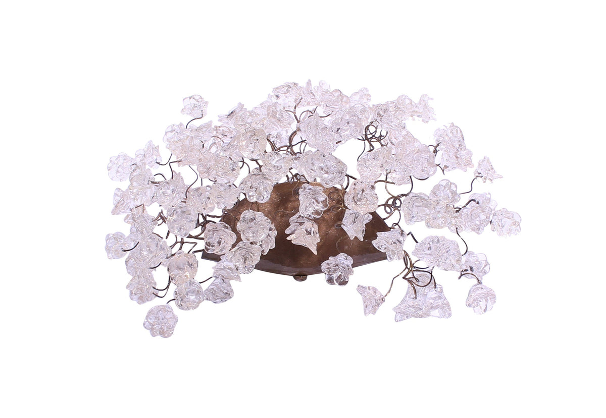 Clear Flower Wall Sconce Lighting: Bronze Plate Polyester Lamp