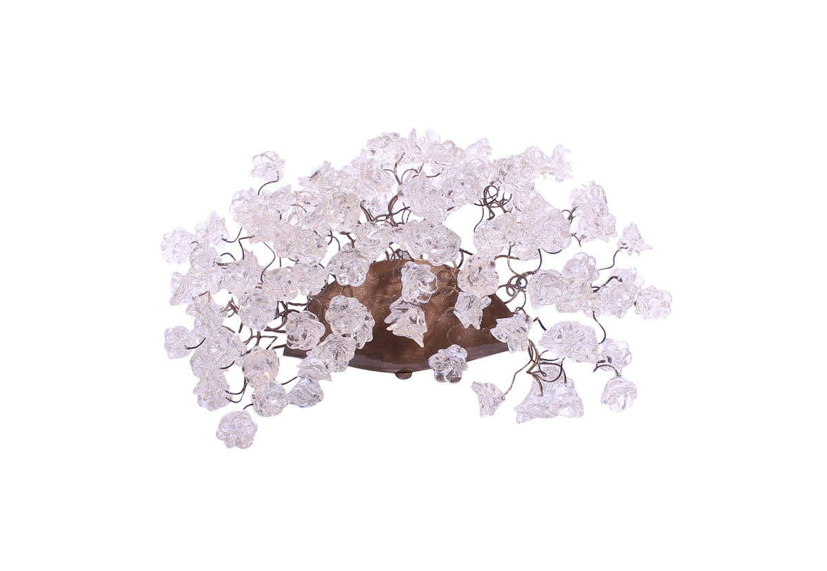 Clear Flower Wall Sconce Lighting: Bronze Plate Polyester Lamp