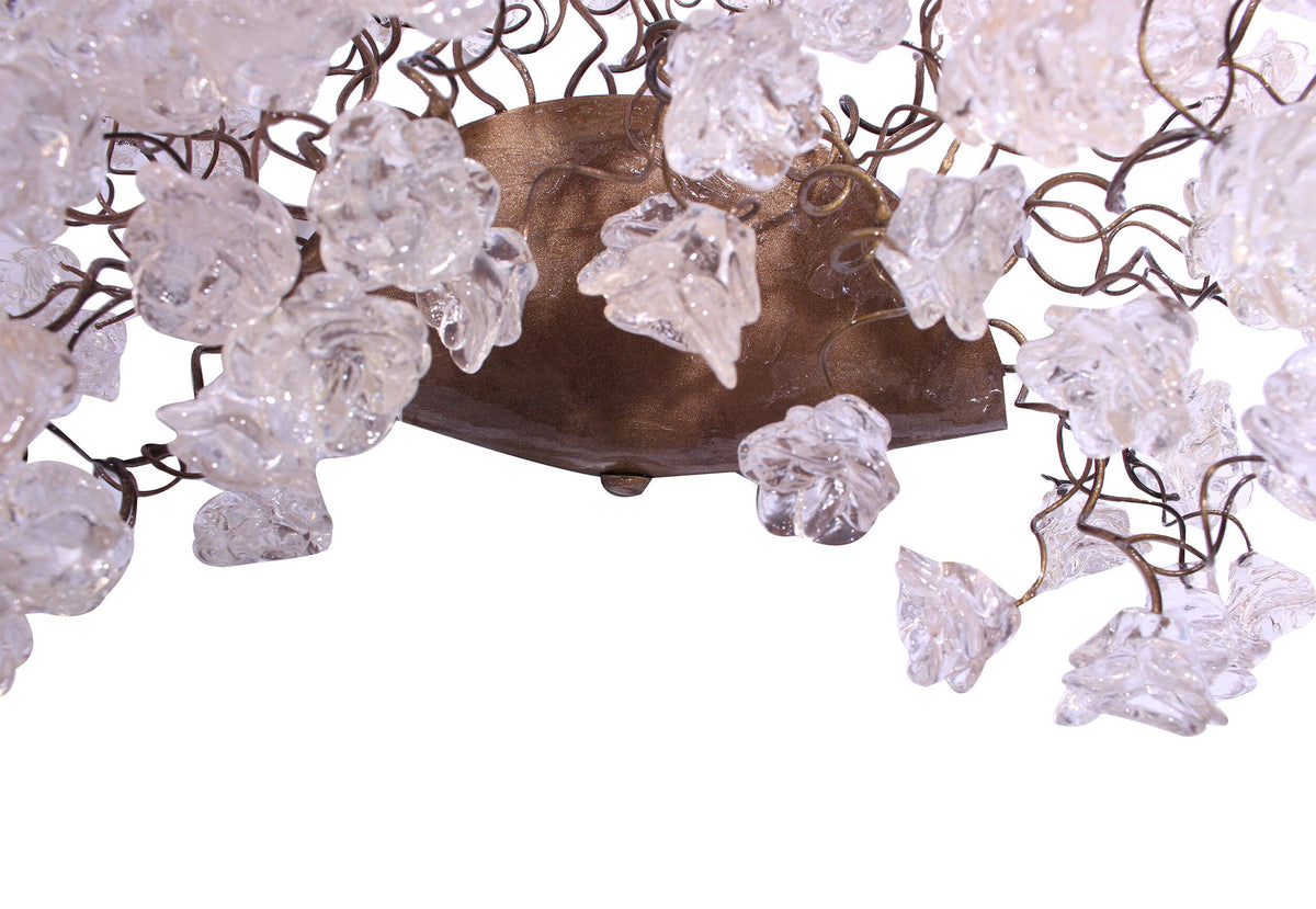 Clear Flower Wall Sconce Lighting: Bronze Plate Polyester Lamp