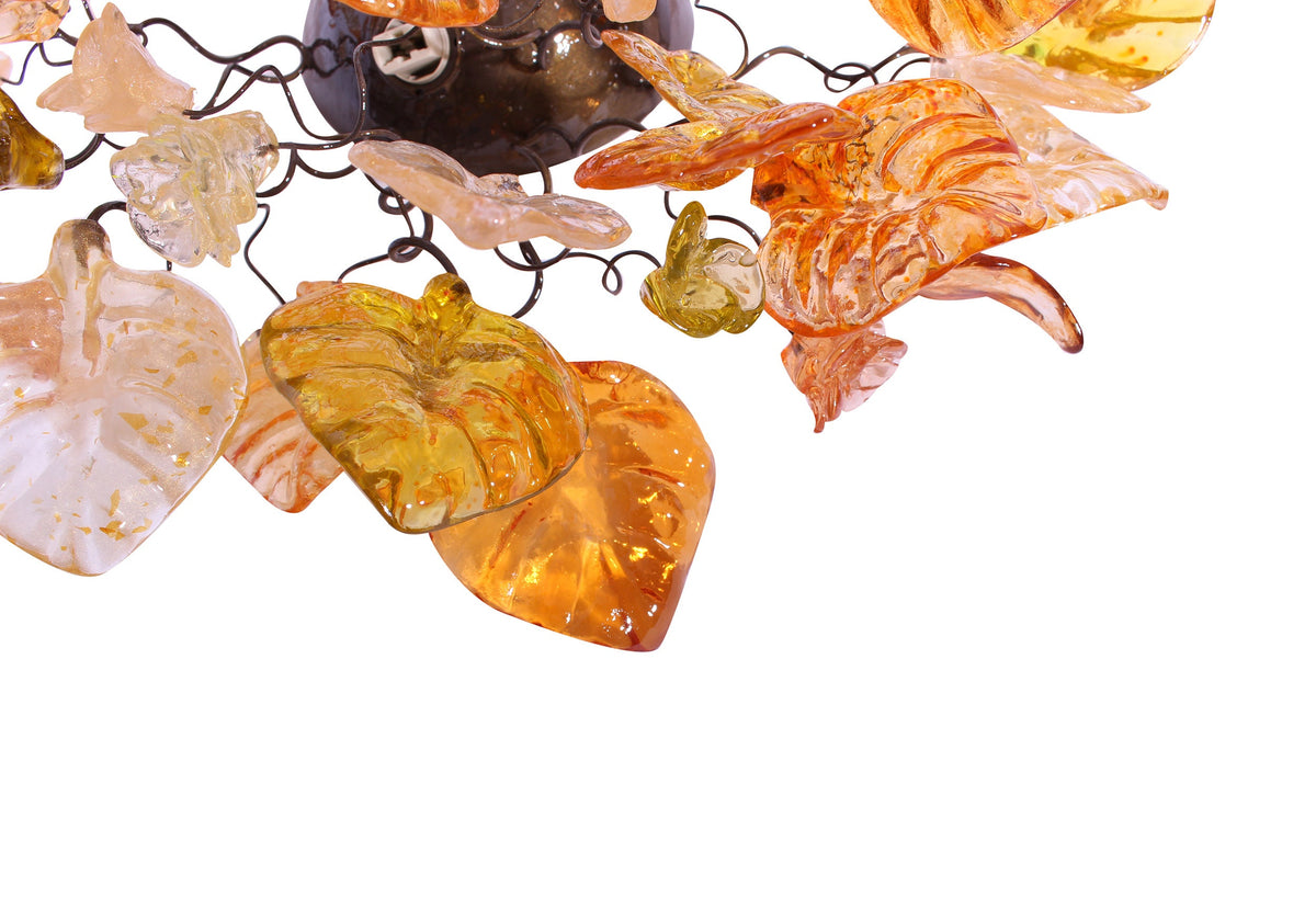 Flush mount ceiling lighting with Warm color flowers and leaves