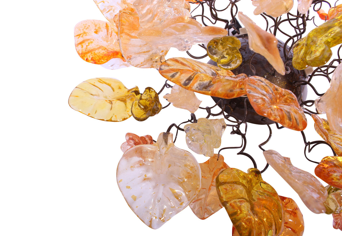 Flush mount ceiling lighting with Warm color flowers and leaves