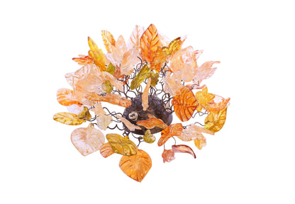 Flush mount ceiling lighting with Warm color flowers and leaves