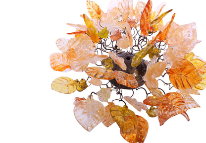 Flush mount ceiling lighting with Warm color flowers and leaves