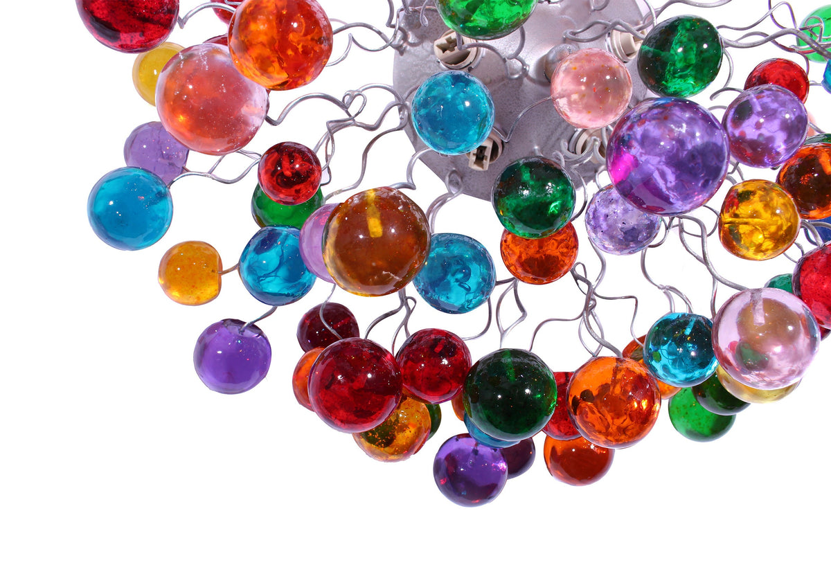 Colorful Flush Mount Ceiling Light: Metal Wire Fixture Resin Bubble Lamp