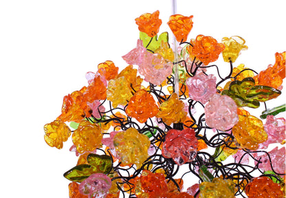 Hanging Pendant lighting with ping and orang roses flowers for children room, or as a bedside light.