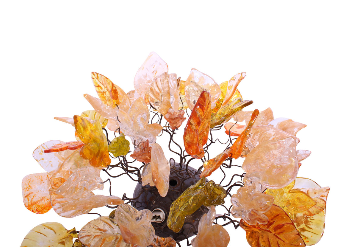Flush mount ceiling lighting with Warm color flowers and leaves
