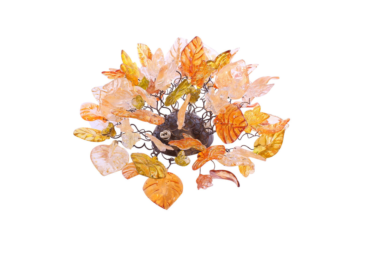 Flush mount ceiling lighting with Warm color flowers and leaves