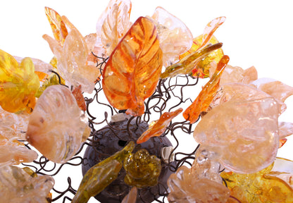 Flush mount ceiling lighting with Warm color flowers and leaves