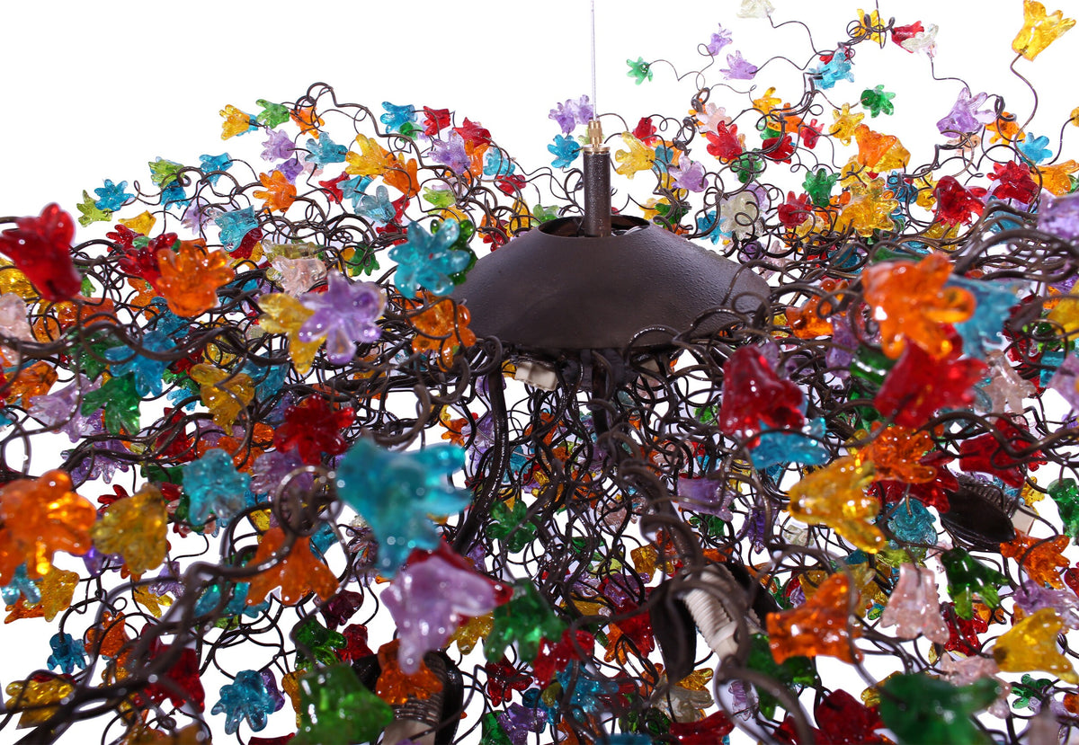 Mesmerizing Large Modern Chandelier with Rainbow Flowers, Artistic Hanging Pendant Light for Dining Room and Living Room