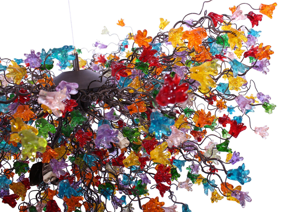 Mesmerizing Large Modern Chandelier with Rainbow Flowers, Artistic Hanging Pendant Light for Dining Room and Living Room