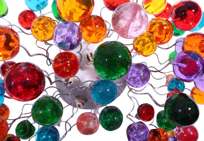 Colorful Flush Mount Ceiling Light: Metal Wire Fixture Resin Bubble Lamp